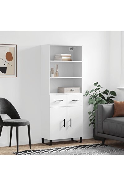 Concept Dulap înalt, alb, 69,5x34x180 cm, lemn compozit
