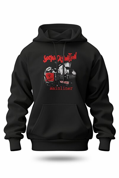 buzagi tasarım ürünleri سويت شيرت بقلنسوة مطبوع عليه Social Distortion Digita...