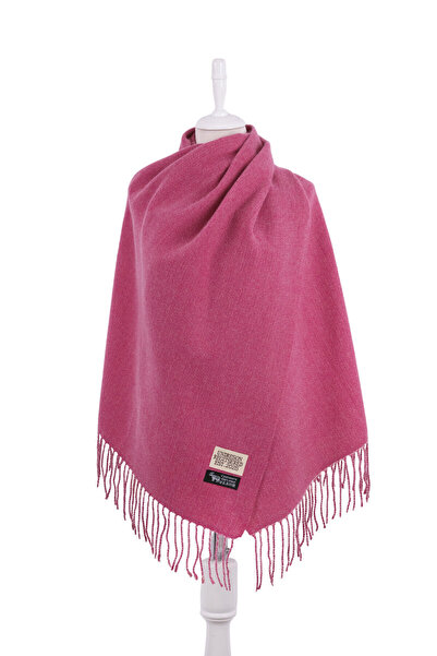Bursa İpek Fuchsia Cream Double-Sided Winter Shawl