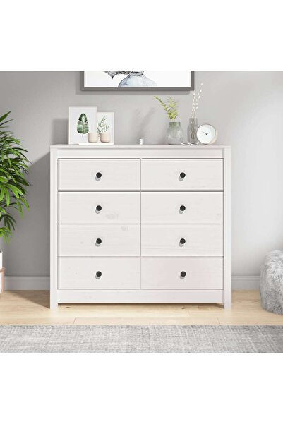 Concept Dulap lateral, alb, 100x40x90 cm, lemn masiv de pin
