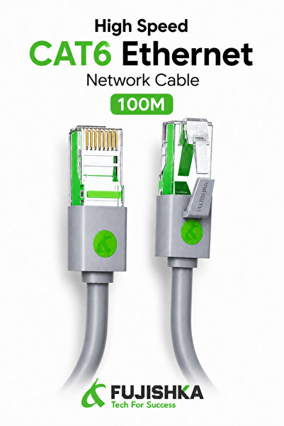 FUJISHKA كابل إيثرنت CAT6 عالي السرعة 100 متر - كابل LAN بموصل RJ45 للراوتر و...