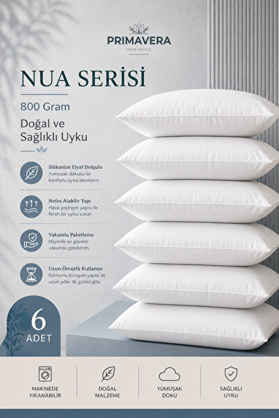 Primavera Home Primavera Nua Serisi 6'lı Elyaf Yastık (800 GR) – Makinede Yık...