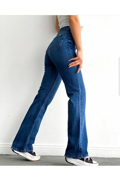 DRC trend Freda 90's Women's Dark Blue Loose Jean Trousers Palazzo