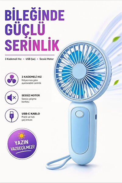 Kensa Bilek Askılı Şarjlı Taşınabilir El Fanı – Mini Vantilatör