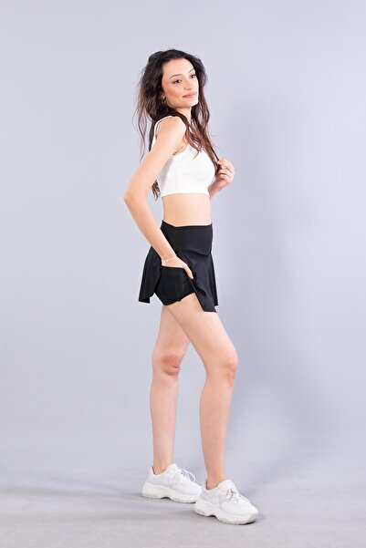 Mckanzie 8010 Mini Skirt with Shorts Inside and Pocket Detail