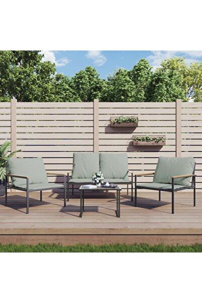 Concept Set mobilier de grădină, cu perne, antracit, 3 piese, oțel