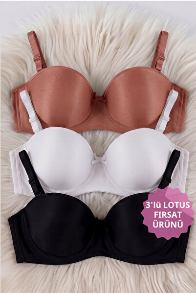CHOCHO Kadın Lotus Dolgusuz Telli Toparlayıcı 3'lü Sütyen Takımı