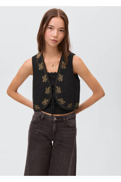 Mango Teen Çiçek işlemeli yelek