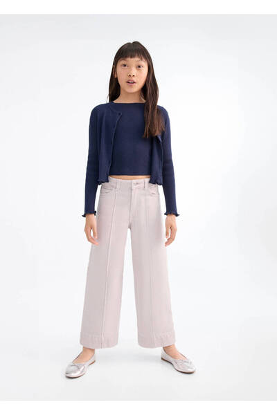 MANGO Kids Pantaloni culotte din denim cu cusături decorative