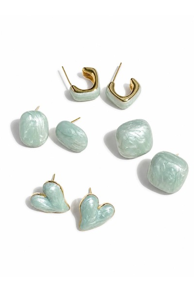 Nevara Trendy 8-Piece Set of Assorted Designs Marbled Green and Elegant Gold ...