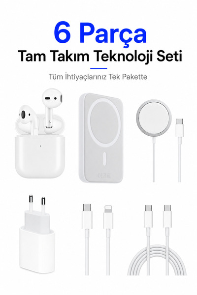 Ebotek Sbz Apple İphone 6 Parça Tam Takım Set Bluetooth Kulaklık ve Şarj Seti...