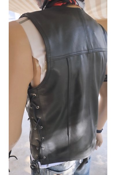 ArdaStilDeri Genuine Leather Biker Motorcycle Leather Vest
