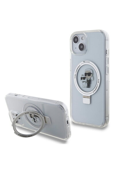 Karl Lagerfeld Carcasă rigidă cu suport inel MagSafe (KLHMP15SHMRSKCH) Karl&C...