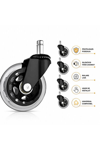 Malatec Set de 5 Roti pentru Scaun de Birou, Universale, Rulmenti Silentiosi,...