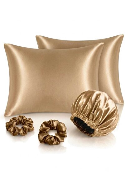 Premium Set Double Silky Satin Pillow Case Buckle And Bonnet Curly Straight Wavy Hair