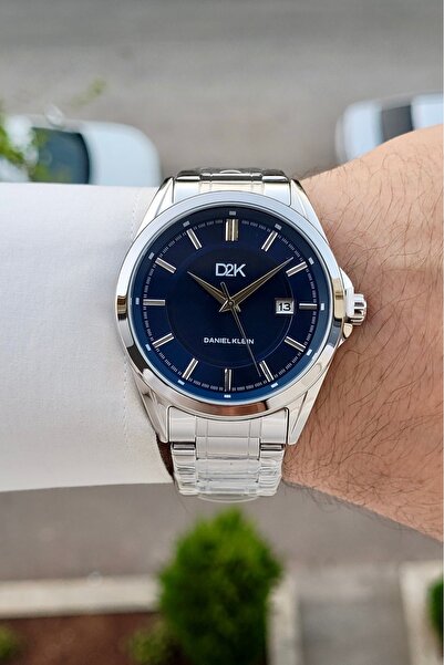 Daniel Klein 42 mm Men's Wristwatch with Navy Blue Dial and Metallic Color Ba...