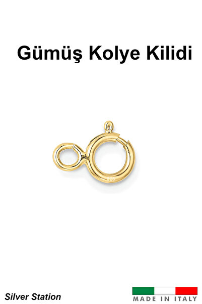 Silver Station İtalyan Altın Renk Gümüş Kolye Kilidi, Bileklik Kilidi, Kilit,...