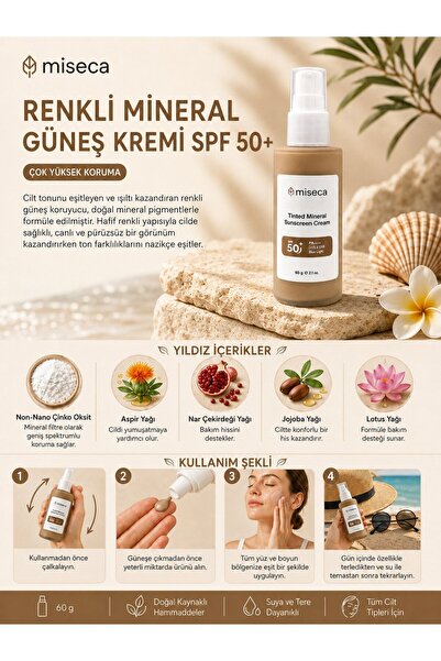 miseca Colorful Mineral Filtered Sunscreen Spf 50+ Very High Protection 60 g