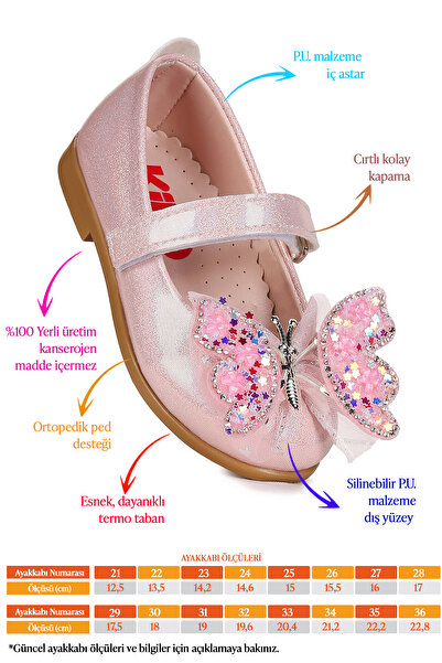 Kiko Kids Fly Cırtlı Kelebek Aksesuarlı Kız Bebek / Çocuk Babet Ayakkabı