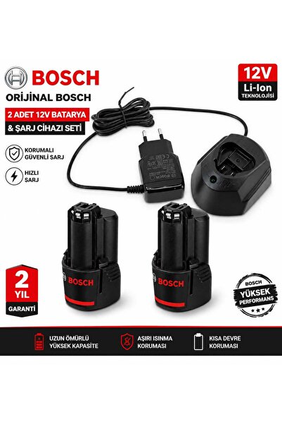 Bosch Gba 12v 2.0ah Professional Akü (Çift) ve Gal 12 V-20 Şarj Aleti