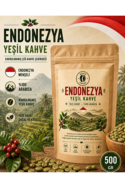 RESSO COFFEE Indonesia 100% Arabica Green & Raw Coffee Beans 500 Gr.