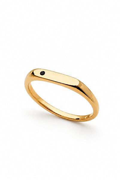 Hastura Kuyumculuk Vintage Taşlı 2mm Gümüş Yüzük 14K Kaplama 925 1 Adet