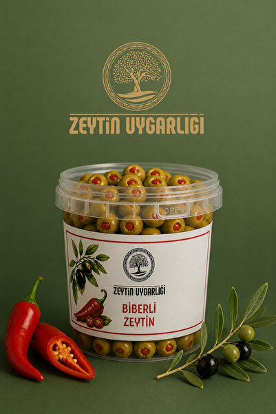 Zeytin Uygarlığı Biber Dolgulu Yeşil Zeytin 500g