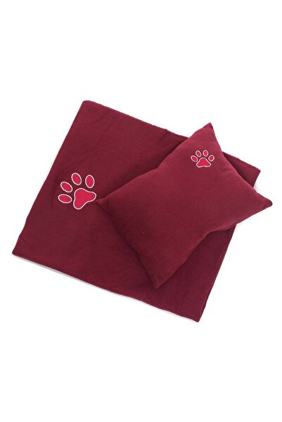 Petza Köpek Battaniyesi ve Yastık Takımı Ajayi - Polar Bordo Large