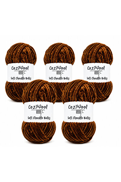 Kadife El Örgü İpliği Soft Chenille Bulky 5'li paket, 5X100 Gr. 120 Mt. %100 Mikro Polyester