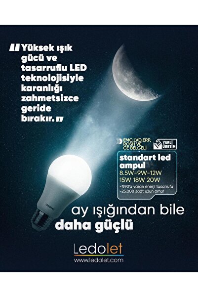 LEDOLET 9w LED AMPUL BEYAZ