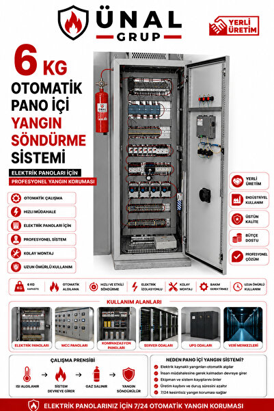 ünalgrup 6 kg Pano İçi Otomatik Yangın Söndürme Sistemi Elektrik Panosu Ev Of...