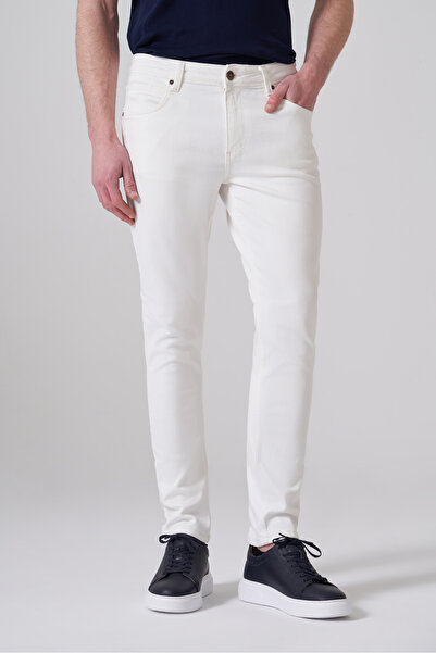 Morven Men's White Denim 5-Pocket Slim Fit Jean Trousers