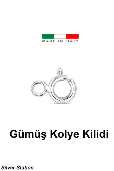 Silver Station İtalyan 925 Ayar Gümüş Kolye Kilidi, Bileklik Kilidi, Kilit, K...