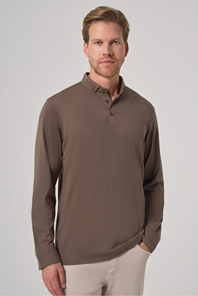 Morven Sweatshirt pentru bărbați, verde, cu guler polo, din raion, tricou
