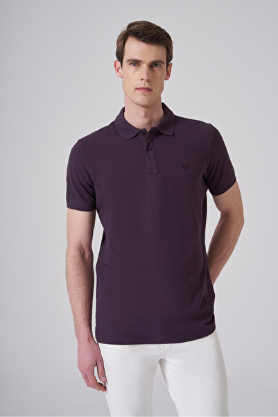 Morven Tricou pentru bărbați Plum Basic Polo Neck Dynamic Fit