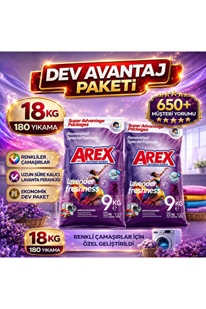 AREX "büyük Ekonomi Paketi ; 18 Kg Toz Çamaşır Deterjanı, Sık Yıkananlar -2 a...