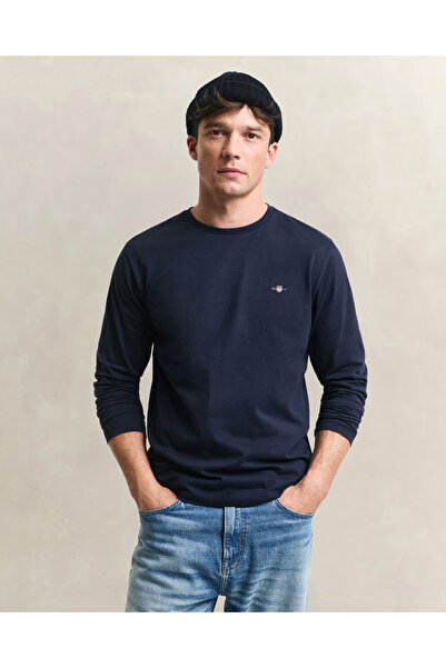 Gant Erkek Lacivert Regular Fit Bisiklet Yaka Uzun Kollu T-Shirt
