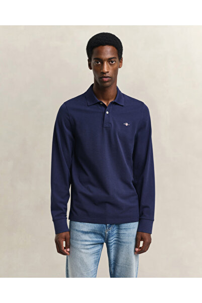 Gant Erkek Lacivert Regular Fit Uzun Kollu Polo