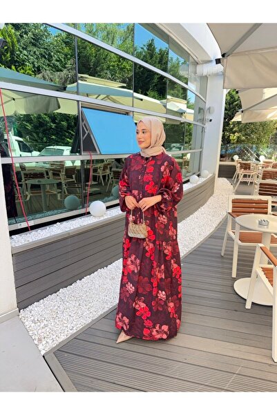 İLGEN FASHİON Bahar Çiçekli Modal Elbise-Oversize-Tesettür & Uzun Yazlık Elbise
