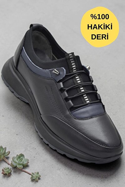 ISPARTALILAR 71654 Orthopedic Insole Leather Men's Shoes with Rubber Laces Ca...