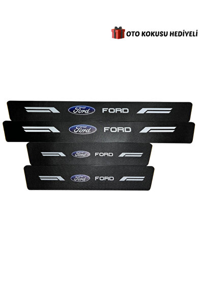 Buscarpone Ford Logolu Uyumlu Karbon Kapı Eşiği Koruyucu Bant Folyo 4'lü Set
