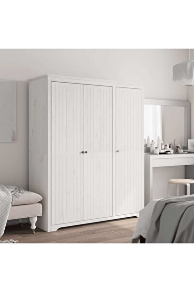 Concept Șifonier "BODO", alb, 151,5x52x176,5 cm, lemn masiv de pin