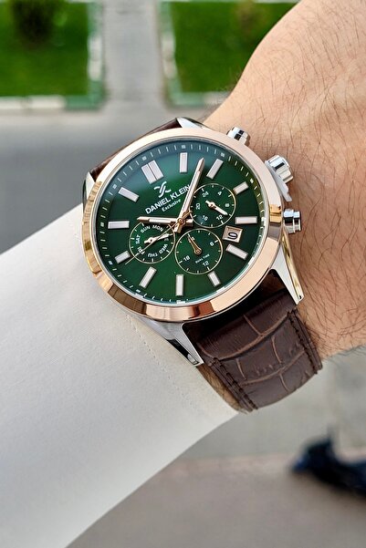 Daniel Klein Silver Green Brown Color 43 mm Inner Indicators Active Men Wrist...