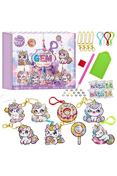 Choice YSK034 8PCS/Set Of Diamond Art Keychains-Handmade DIY Diamond Keychain...