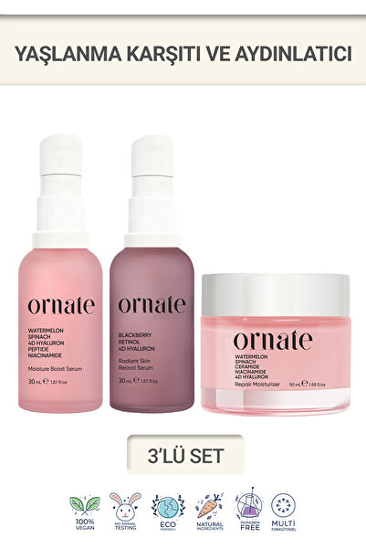 ORNATE Yaşlanma Karşıtı, Aydınlatıcı, Nemlendirici Retinol ve Peptit İçeren B...