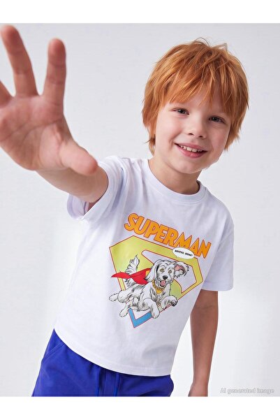 Superman Tricou cu imprimeu Superman Crypto pentru copii de 2-5 ani - Alb 4-5...