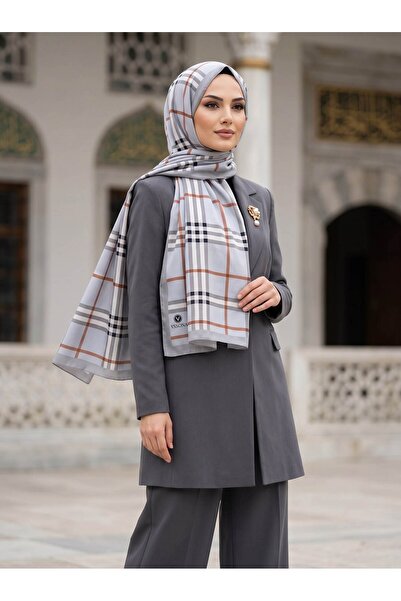 Vissona KREP EKOSE DESENLİ GRİ RENKLİ 75X195 KIRIŞMAZ ŞAL