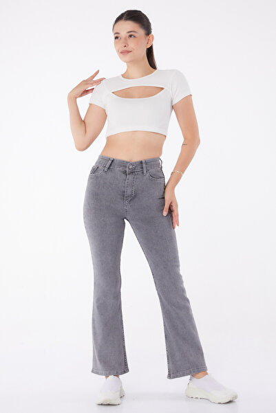 TOFİSA Jeans mit ausgestelltem Bein, Anthrazit – 23049