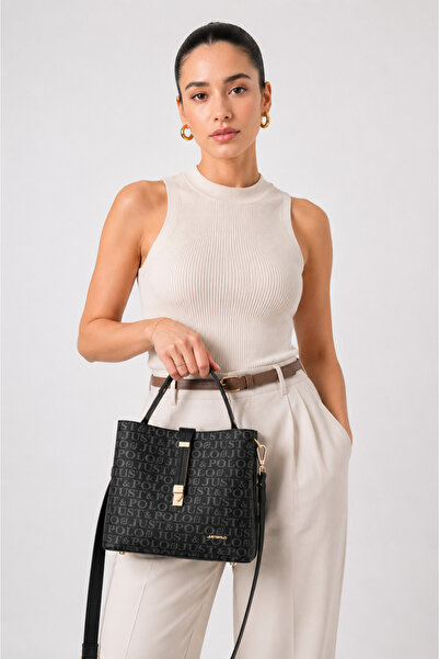 Just Polo Women's Multi-Compartment Monogram Printed Shoulder Bag