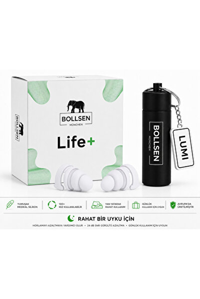 BOLLSEN Life+ Uyku Kulak Tıkaçları Silikon Gürültü Engelleyici 24 dB SNR Gürü...